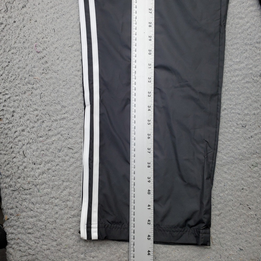 Adidas Track Pants Mens XL Black 3-Stripes Panel Windbreaker Drawstring Waist - Picture 3 of 9